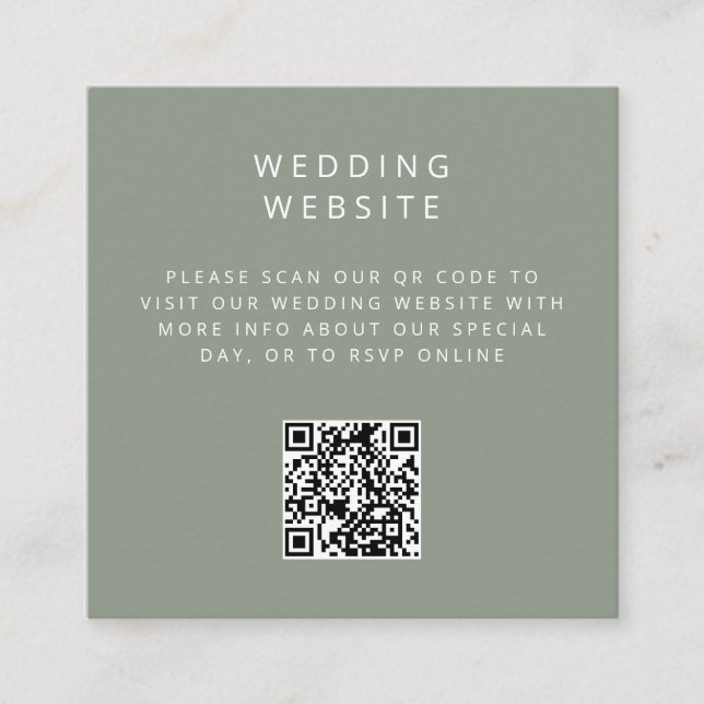 Minimalistische einfache QR Code Hochzeitswebsite Begleitkarte (Vorderseite)