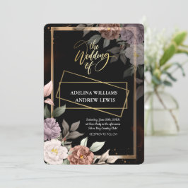 Minimalistische einfache Rose, Goldrahmen-Hochzeit Einladung