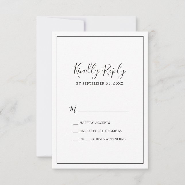 Minimalistische einfache RSVP-Karte RSVP Karte (Vorderseite)