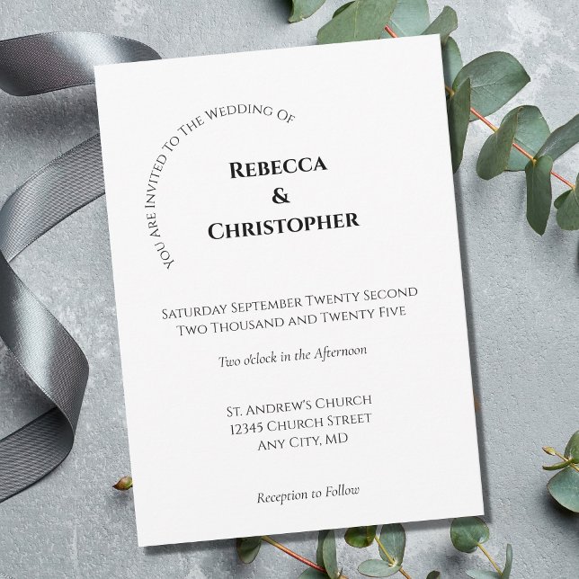 Minimalistische Einfache Schwarz Moderne Hochzeit Einladung (Von Creator hochgeladen)