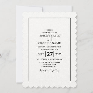 Minimalistische einfache Schwarz-Weiß-Hochzeit Einladung