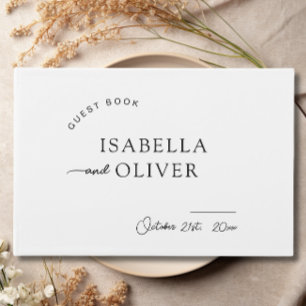 Minimalistische Einfache Schwarz-Weiß-Hochzeit Gästebuch