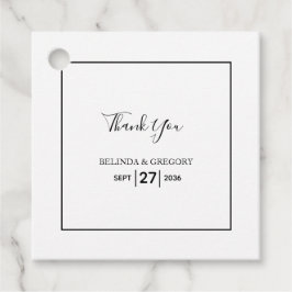 Minimalistische einfache Schwarz-Weiß-Hochzeit Geschenkanhänger