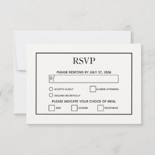 Minimalistische einfache Schwarz-Weiß-Hochzeit RSVP Karte