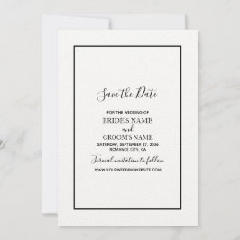 Minimalistische einfache Schwarz-Weiß-Hochzeit Save The Date