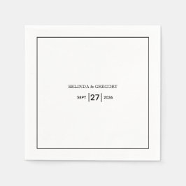 Minimalistische einfache Schwarz-Weiß-Hochzeit Serviette