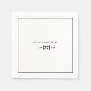 Minimalistische einfache Schwarz-Weiß-Hochzeit Serviette