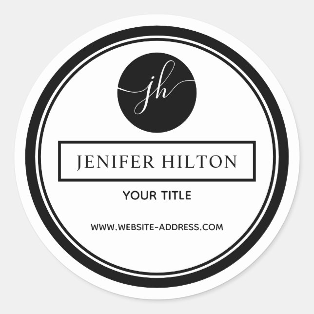 Minimalistische, einfache Schwarz-weiße Kreise-Mon Runder Aufkleber (Vorderseite)