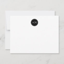 Minimalistische Einfache Schwarze Circle Monogram  Mitteilungskarte