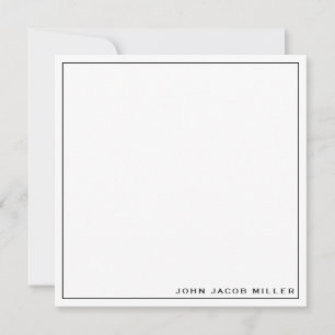 Minimalistische einfache schwarze Quadratzenkarte Mitteilungskarte