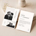 Minimalistische Einfache Schwarze Typografie Foto  Dankeskarte<br><div class="desc">Mit unserer Minimalistischen Simple Black Typografy Foto Wedding Dankeschön Card. Diese Karten verbinden Schwarz und Weiß mit modernem Boho Eleganz,  perfekt für Sprichwort "Liebe und Dank" mit Stil. Das minimalistisch gestaltete Design bietet Ihnen Ihre lieblings 2 monochrome Hochzeitskartons und macht jede Karte zu einem einzigartigen Zuhause für Ihre Gäste.</div>