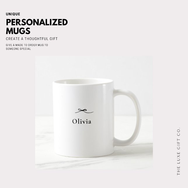 Minimalistische Einfache Schwarzweiß-Bogen-Monogra Kaffeetasse (Von Creator hochgeladen)