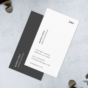 Minimalistische, einfache Schwarzweiß-Weiß-Moderne Visitenkarte