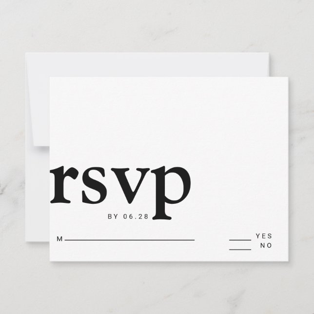Minimalistische einfache schwarzweiße, fette Buchs RSVP Karte (Vorderseite)