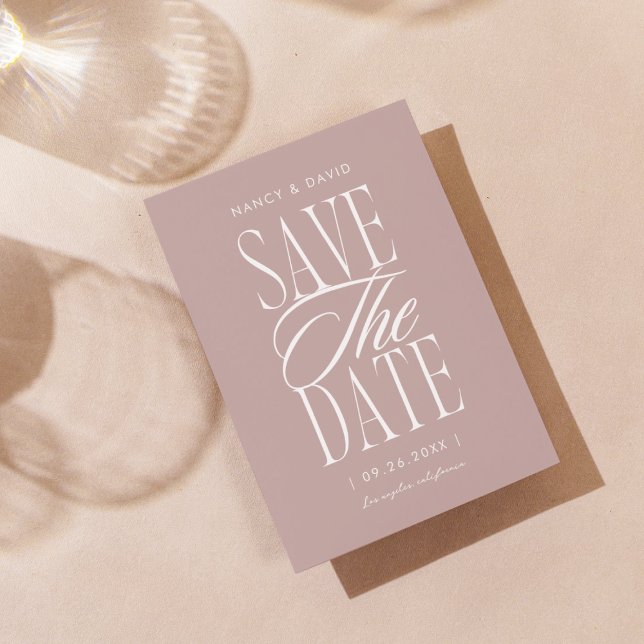Minimalistische einfache Skript-Rosé-Hochzeit Save The Date (Von Creator hochgeladen)