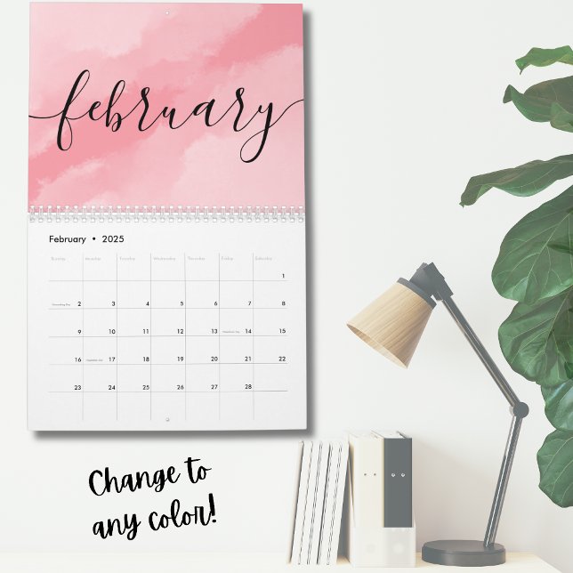 Minimalistische, einfache Skriptkalligraphie jedes Kalender (Minimalist Simple Script Calligraphy Any Year Calendar)