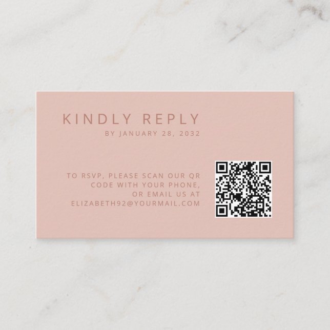 Minimalistische einfache staubige Rose QR Code UAW Begleitkarte (Vorderseite)
