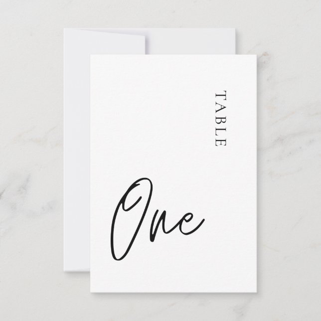 Minimalistische einfache Table One-Tischnummer Einladung (Vorderseite)