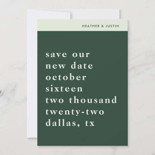 Minimalistische einfache Typografie Retro Save the Einladung (Vorderseite)