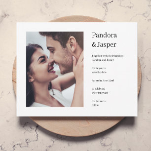 Minimalistische, einfache Weiß Moderne Foto Hochze Save The Date
