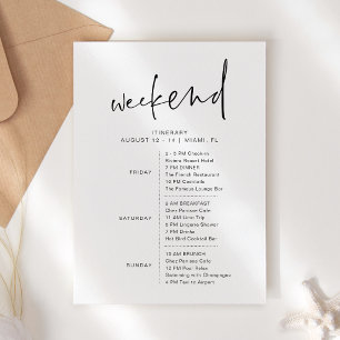Minimalistische einfache Wochenend-Party-Itinerary Einladung