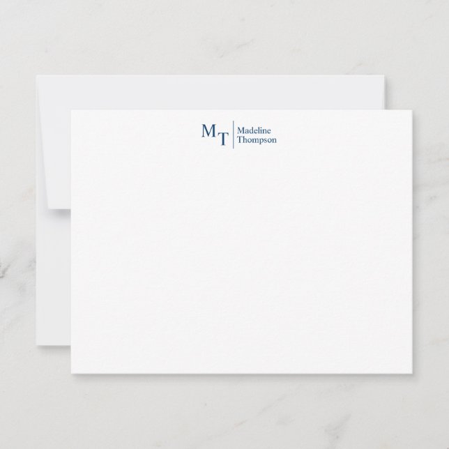 Minimalistische einfache Zwei-Initial-Split-Linie  Mitteilungskarte (Vorderseite)