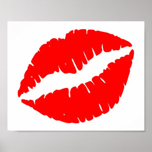 Minimalistische einfarbige rote Kuss Poster