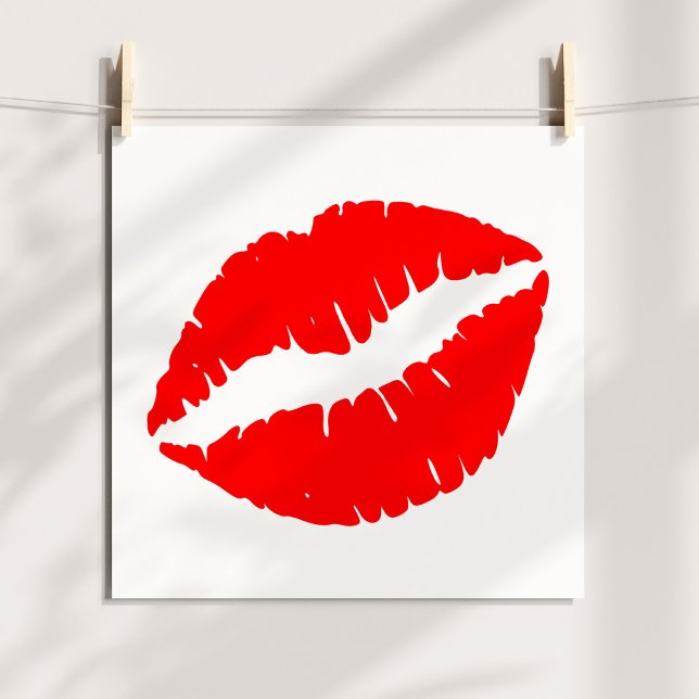 Minimalistische einfarbige rote Kuss Poster (Minimalist Solid Color Red Kiss Poster)