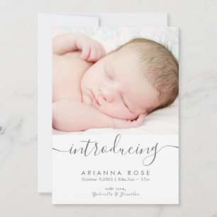 Minimalistische Einführung Baby Foto Birth Ankündigung