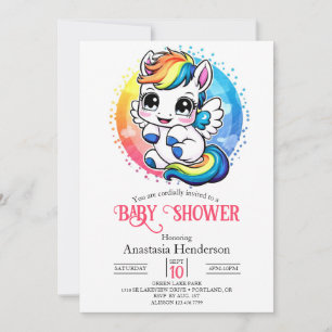 Minimalistische Einhorn-Kinderdusche Einladung