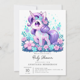 Minimalistische Einhorn-Kinderdusche Einladung