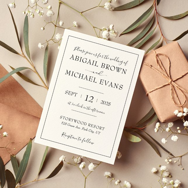 Minimalistische Einladung von Elfenbein (Minimalist Ivory Wedding Invitation)