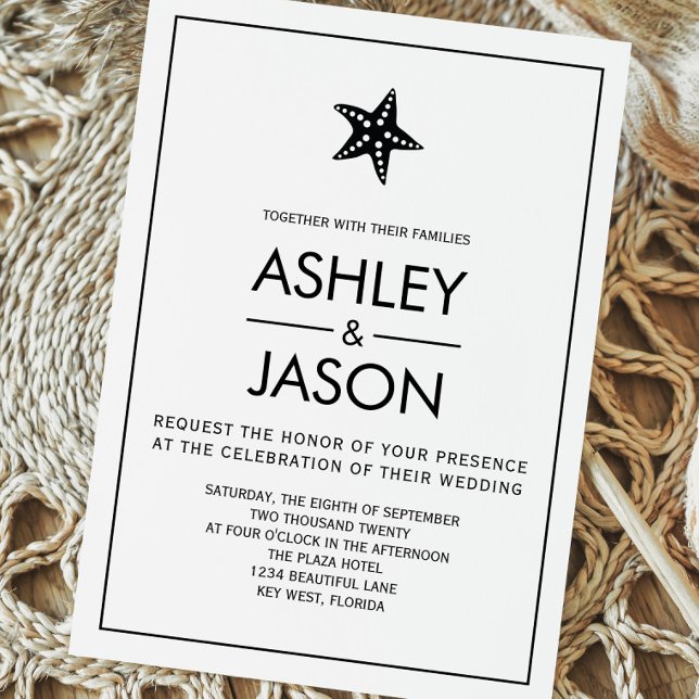 Minimalistische Einladung von Starfish Beach zur H (Von Creator hochgeladen)