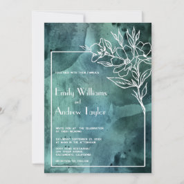 Minimalistische Einladung zu smaragdgrünen Aquarel