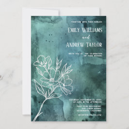 Minimalistische Einladung zu smaragdgrünen Aquarel