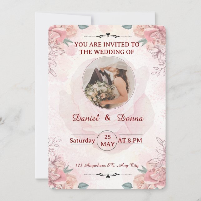 Minimalistische Einladung zur Hochzeit (Vorderseite)