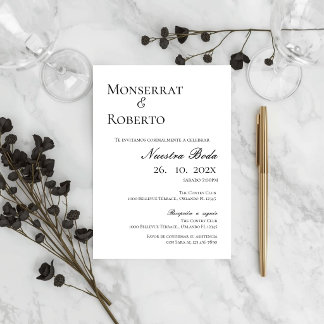 Minimalistische Einladung zur Hochzeit auf Spanisc