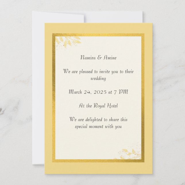 Minimalistische Einladungen für Hochzeiten (Vorderseite)