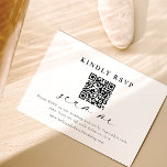 Minimalistische Einschließkarte für RSVP QR Code H Dankeskarte<br><div class="desc">Vervollständigen Sie Ihre Einladungen mit unserer "Wedding RSVP QR Code Minimalistisch Enclosure Card". Das elegante Schwarz-Weiß-Design, ergänzt durch moderne Kalligraphie, fügt eine Touch von Eleganz hinzu. Passen Sie den Text einfach an und fügen Sie Ihre Webseite URL zu Ihrem Event hinzu. Für jede Unterstützung bei der Anpassung, zögern Sie nicht...</div>
