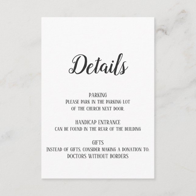 Minimalistische Einsteckkarte Begleitkarte (Vorderseite)