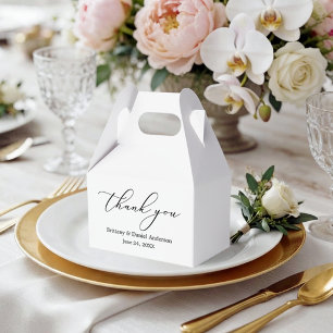 Minimalistische Elegance Calligraphy Wedding Gable Geschenkschachtel