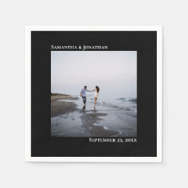 Minimalistische Elegance Modernes Black Wedding Fo Serviette