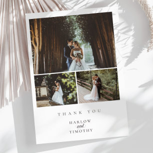 Minimalistische Elegant 4 Foto Hochzeit Dankeschön Dankeskarte