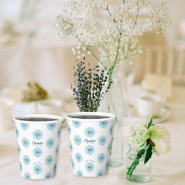 Minimalistische Elegant Blue Hydrangeas Geburtstag Pappbecher