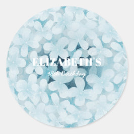 Minimalistische Elegant Blue Hydrangeas Geburtstag Runder Aufkleber