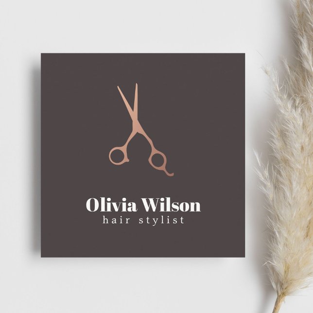 Minimalistische Elegant Dunkelgraue Rose Goldscher Quadratische Visitenkarte (Von Creator hochgeladen)