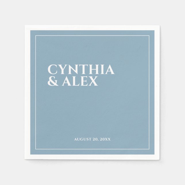 Minimalistische Elegant Dusty Blue Wedding Serviette (Vorderseite)