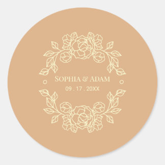 Minimalistische Elegant-Floral Beige Runder Aufkleber