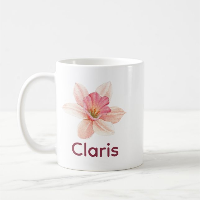Minimalistische Elegant Floral Schöne Rosa Lily Na Kaffeetasse (Links)