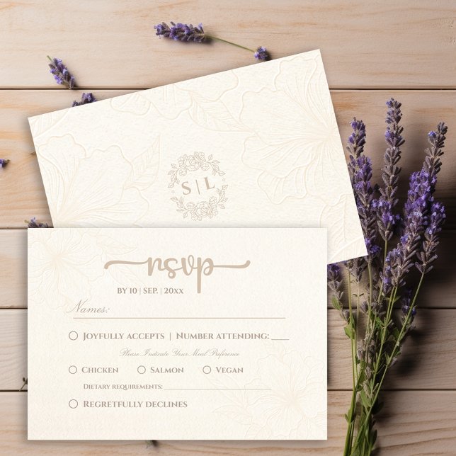 Minimalistische Elegant Floral Wedding RSVP Card Karte (Von Creator hochgeladen)
